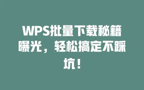 WPS批量下载秘籍曝光,轻松搞定不踩坑! 1 WPS批量下载秘籍曝光,轻松搞定不踩坑! 一